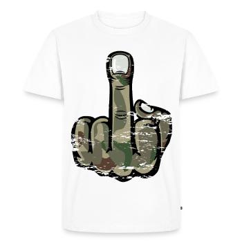 Doigt d’honneur Stinky Finger Design Army - T-shirt Premium bio Homme - blanc - Devant - Nico (187cm)