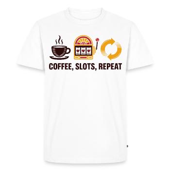 Coffee Slots Repeat Casino Gambling - Men's Premium Organic T-Shirt - white - Front - Nico (187cm)