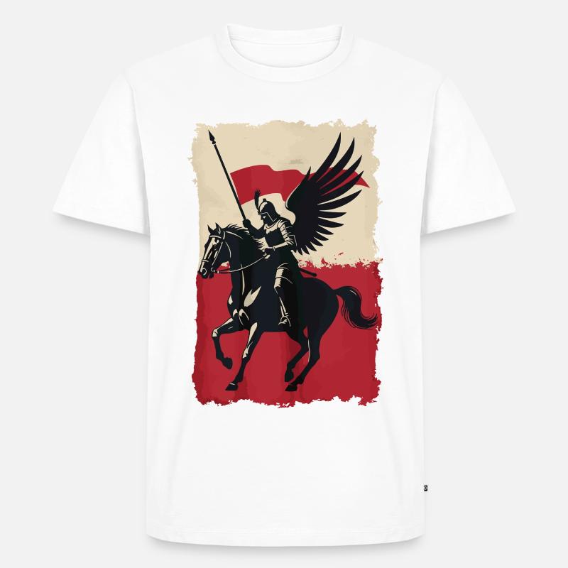 Polnischer Husar mit Flaggendesign - Männer Premium Bio T-Shirt - Weiß