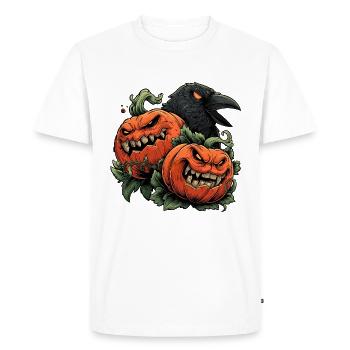 Duo de citrouilles et nuit du corbeau - T-shirt Premium bio Homme - blanc - Devant - Nico (187cm)