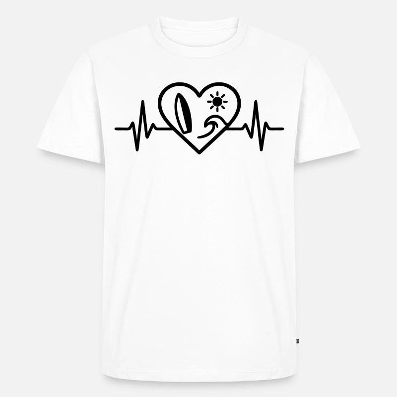 Surf Herz Welle Brett Sonne - Männer Premium Bio T-Shirt - Weiß