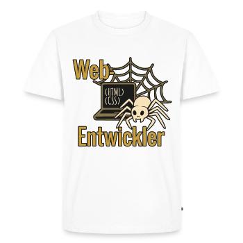 Développeur Web - Halloween 2025 - T-shirt Premium bio Homme - blanc - Devant - Nico (187cm)