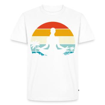 Yoga sur la plage Méditation rétro Design - T-shirt Premium bio Homme - blanc - Devant - Nico (187cm)