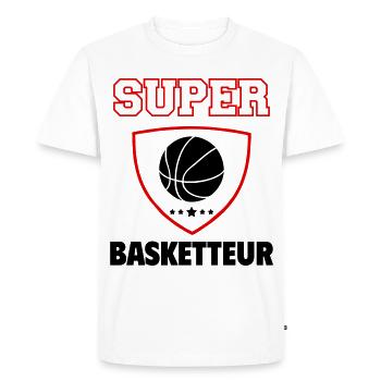 Super basketteur, fête des pères, noël - T-shirt Premium bio Homme - blanc - Devant - Nico (187cm)