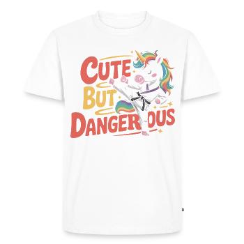 Karaté licorne mignon mais dangereux - T-shirt Premium bio Homme - blanc - Devant - Nico (187cm)