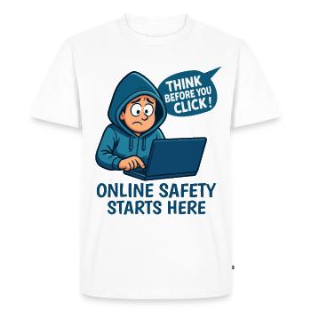 Think Before You Click - Online Security - Men's Premium Organic T-Shirt - white - Front - Nico (187cm)