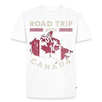 Road trip Canada 2026 - T-shirt Premium bio Homme - blanc - Devant - Nico (187cm)