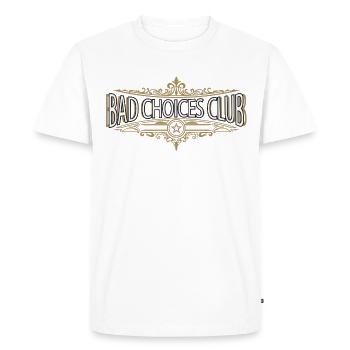 Bad Choices Club Vintage Logo - Men's Premium Organic T-Shirt - white - Front - Nico (187cm)