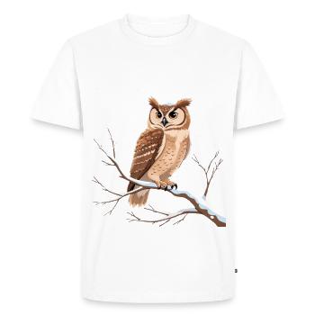 Winter Owl View on Snow Branch - Men's Premium Organic T-Shirt - white - Front - Nico (187cm)