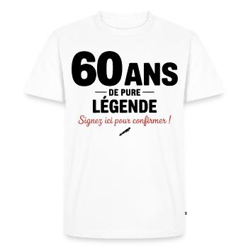 60 Years of Pure Legend Funny Birthday Gift - Men's Premium Organic T-Shirt - white - Front - Nico (187cm)