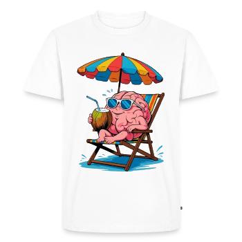 Cerveau sur la plage avec cocktail - T-shirt Premium bio Homme - blanc - Devant - Nico (187cm)