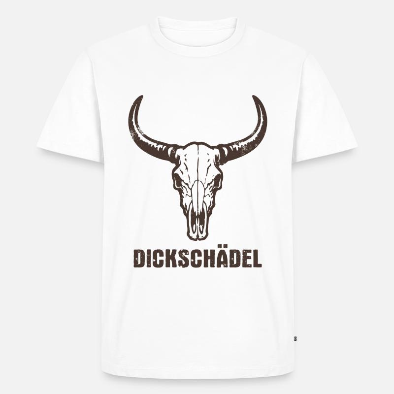 Stierkopf Schädel mit Hörnern - Dickschädel - Männer Premium Bio T-Shirt - Weiß