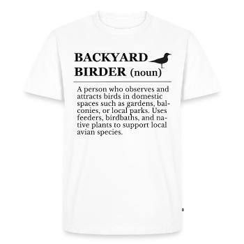 Observation des oiseaux dans le jardin - T-shirt Premium bio Homme - blanc - Devant - Nico (187cm)