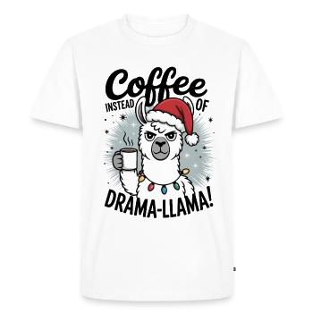 Le café au lieu du drame | Humour de bureau | Cadeau collègue - T-shirt Premium bio Homme - blanc - Devant - Nico (187cm)