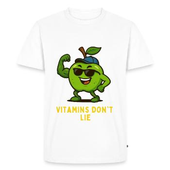 Les vitamines ne mentent pas Fitness Apple Cartoon - T-shirt Premium bio Homme - blanc - Devant - Nico (187cm)