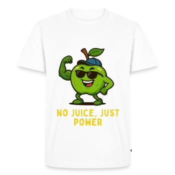 Apple with Muscles – No Juice Just Power - Men's Premium Organic T-Shirt - white - Front - Nico (187cm)