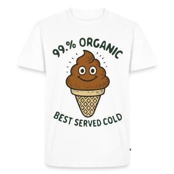 T-shirt drôle 99 pour cent d’humour rétro biologique - T-shirt Premium bio Homme - blanc - Devant - Nico (187cm)