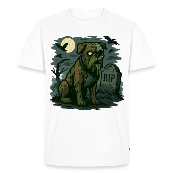 Zombie Bulldog - Chien mort-vivant Halloween Design. - T-shirt Premium bio Homme - blanc - Devant - Nico (187cm)
