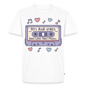 90s RnB Vibes Cassette – Retro Music Nostalgia - Men's Premium Organic T-Shirt - white - Front - Nico (187cm)