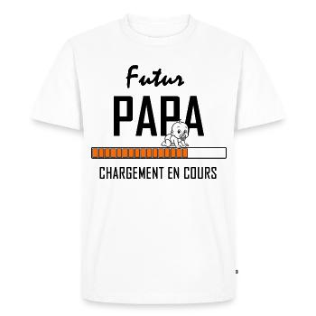 Bébé en cours sur barre orange minimaliste - T-shirt Premium bio Homme - blanc - Devant - Nico (187cm)