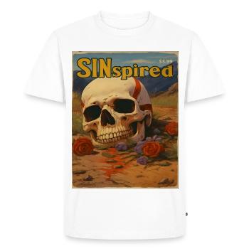 Inspired by Sins, Skull in the Desert - Men's Premium Organic T-Shirt - white - Front - Nico (187cm)