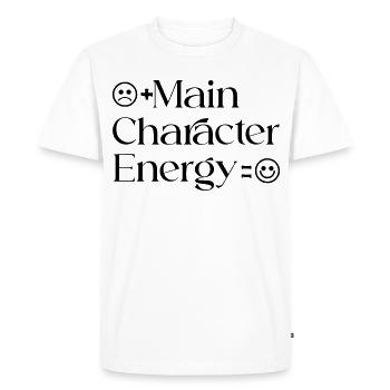 Main_Character_Energy_Positive_smile - Men's Premium Organic T-Shirt - white - Front - Nico (187cm)
