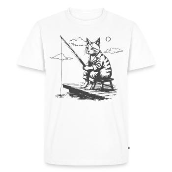 Chat pêcheur nocturne - T-shirt Premium bio Homme - blanc - Devant - Nico (187cm)