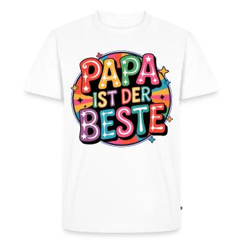 Dad Is The Best – Pop Art Color Game - Men's Premium Organic T-Shirt - white - Front - Nico (187cm)