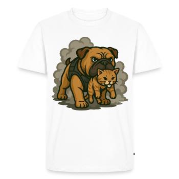 Duo chien et chat de garde - T-shirt Premium bio Homme - blanc - Devant - Nico (187cm)