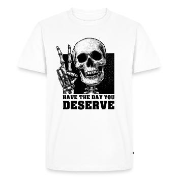 Chemise Skeleton Peace Sign - T-shirt Premium bio Homme - blanc - Devant - Nico (187cm)