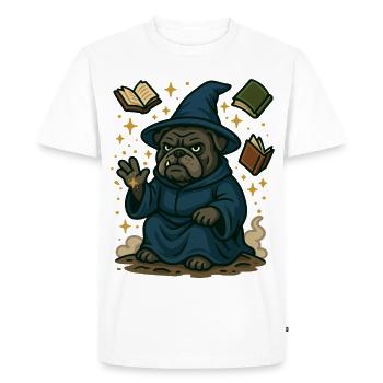 Bulldog sorcier casting magie fantastique dessin animé - T-shirt Premium bio Homme - blanc - Devant - Nico (187cm)