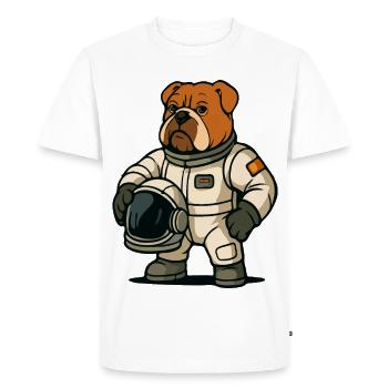 Mascotte astronaute bouledogue - T-shirt Premium bio Homme - blanc - Devant - Nico (187cm)
