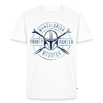 Star Wars: Mandalorian Bounty Hunter Warrior Motiv - Männer Premium Bio T-Shirt - Weiß - Vorne - Nico (187cm)