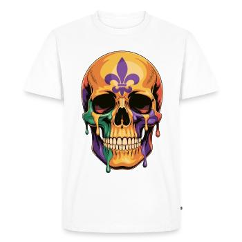 Chemise tête de mort Mardi Gras - T-shirt Premium bio Homme - blanc - Devant - Nico (187cm)