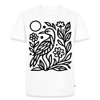 Mystic Owl Silhouette with Nature Lines Artwork - Men's Premium Organic T-Shirt - white - Front - Nico (187cm)