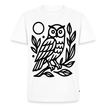 Minimal Line Art Owl Night Nature Symbol Design - Men's Premium Organic T-Shirt - white - Front - Nico (187cm)