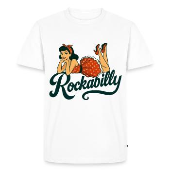 Rockabilly Pin-Up Femme Années 50 Allonge Jupon - T-shirt Premium bio Homme - blanc - Devant - Nico (187cm)
