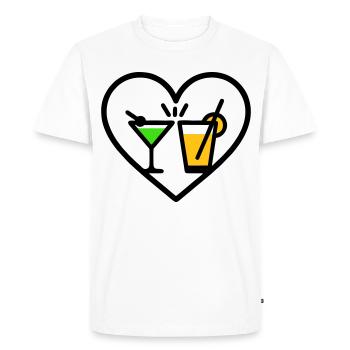 Cocktails, Coeur, Fête d’été, Plage, Cadeau - T-shirt Premium bio Homme - blanc - Devant - Nico (187cm)