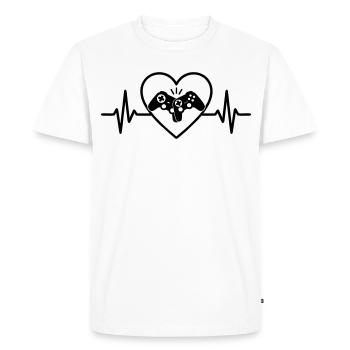 Controller Heart Gamer Love Video Games - Men's Premium Organic T-Shirt - white - Front - Nico (187cm)