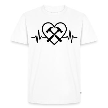 Crossed Hammers Heart Artisan Tool - Men's Premium Organic T-Shirt - white - Front - Nico (187cm)