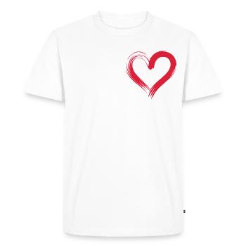 Heartbeat line with red heart - Men's Premium Organic T-Shirt - white - Front - Nico (187cm)