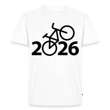 Tour à vélo 2026, VTT 2026, Vélo 2026 - T-shirt Premium bio Homme - blanc - Devant - Nico (187cm)