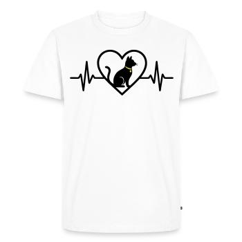 Chat Coeur Silhouette Mignon Cadeau d’Amoureux des Animaux - T-shirt Premium bio Homme - blanc - Devant - Nico (187cm)