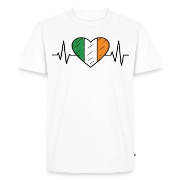 Ireland Flag Heartbeat Line Irish Pride Design - Men's Premium Organic T-Shirt - white - Front - Nico (187cm)