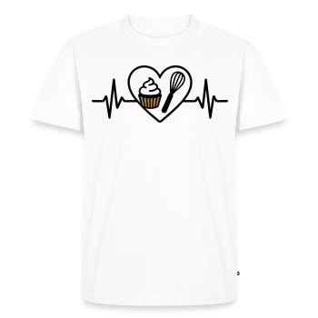Pâtisserie Coeur Fouet Dessert Sucré - T-shirt Premium bio Homme - blanc - Devant - Nico (187cm)