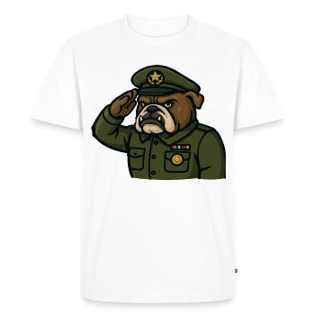 Bulldog Officer Saluting Military Mascot Art - Men's Premium Organic T-Shirt - white - Front - Nico (187cm)