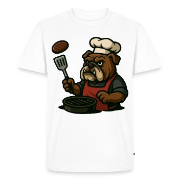 Bulldog Grill Master Flipping Steak Art de bande dessinée - T-shirt Premium bio Homme - blanc - Devant - Nico (187cm)