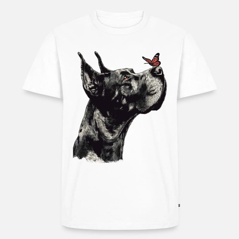Dogge mit rotem Schmetterling - Männer Premium Bio T-Shirt - Weiß
