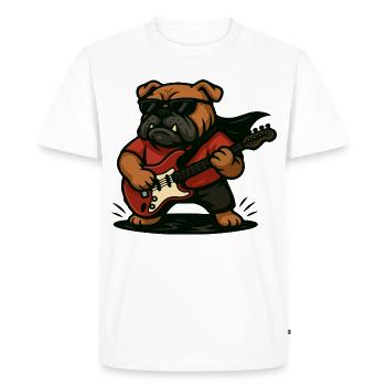 Rock Bulldog jouant de la guitare électrique dessin animé art - T-shirt Premium bio Homme - blanc - Devant - Nico (187cm)