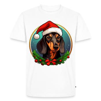 Teckel de Noël - T-shirt Premium bio Homme - blanc - Devant - Nico (187cm)